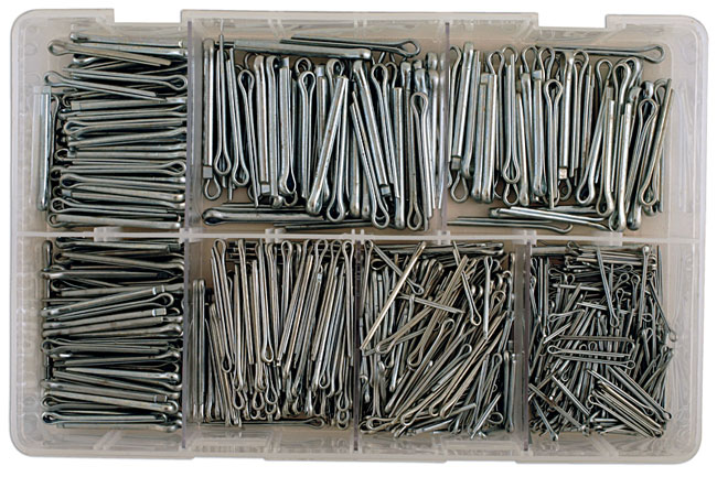Box of assorted imperial split pin fasteners