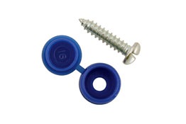 30336 Blue anti-theft number plate screws suitable for EU style plates.