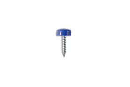 31541 Number plate mounting screw with blue plastic cap for Euro style plates.