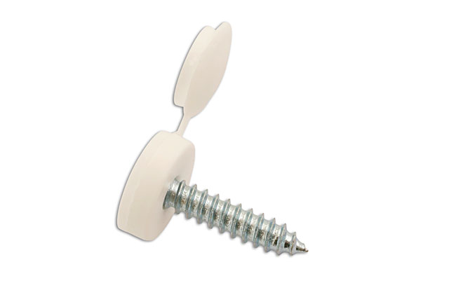 Laser Tools 30633 Number Plate Security Screws 6 x 20mm White Cap 100pc