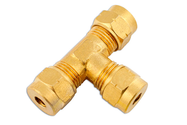 Laser Tools 31120 Brass Coupling Tee Piece 4mm 5pc