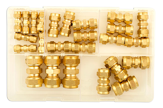 Laser Tools 31880 Assorted Imperial Brass Tube Couplings 25pc