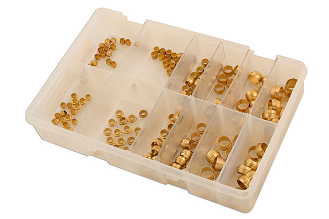 Laser Tools 31887 Assorted Metric Brass Barrel & Stepped Olives 200pc
