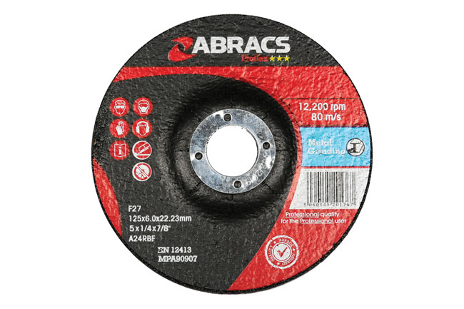 Laser Tools 32053 Abracs Metal Grinding Discs 125mm x 6.0mm 10pc