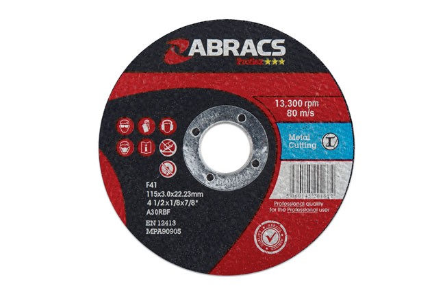 Connect 32056 Abracs 115mm x 3.0mm Flat Cutting Discs 10pc