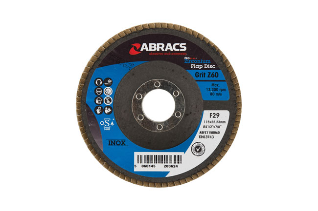 Connect 32083 Abracs Zirconium Flap Discs 115mm x P60 5pc