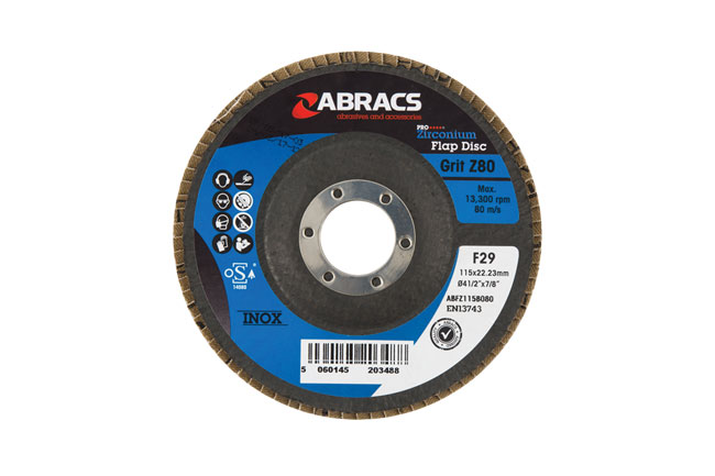 Connect 32084 Abracs Zirconium Flap Discs 115mm x P80 5pc