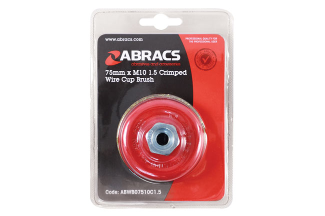 Laser Tools 32132 Abracs Crimped Cup Brush 75mm x M10 1.5 Pitch 1pc