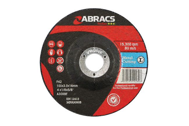 Laser Tools 32190 Abracs Metal Grinding Discs 100mm x 6.0mm 10pc