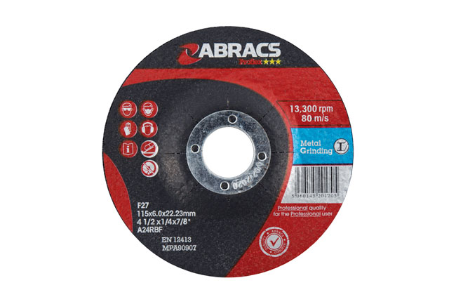 Connect 32191 Abracs Metal Grinding Discs 115mm x 6.0mm 10pc