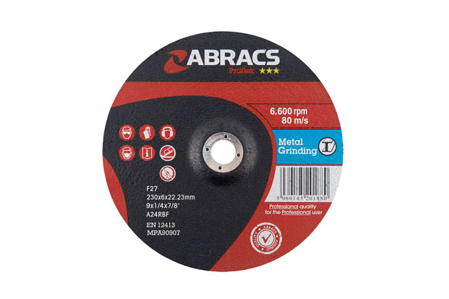 Connect 32192 Abracs Metal Grinding Discs 230mm x 6.0mm 5pc