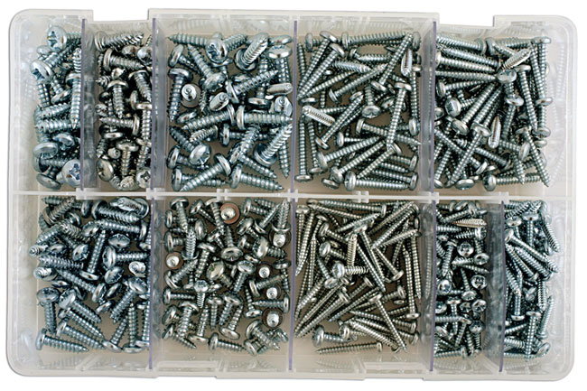 Laser Tools 35001 Assorted Self Tapping Pan Pozi Screws 8-12 Box 330pc