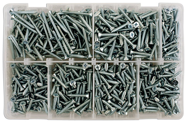 Laser Tools 35003 Assorted Countersunk Pozi Self Tapping Screws 615pc