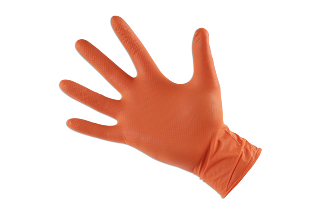 Laser Tools 37300 Grippaz Medium Orange Nitrile Gloves Box 50pc/25 Pairs