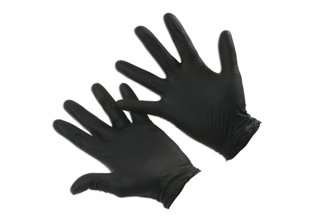 Connect 37304 Grippaz XXLarge Black Nitrile Gloves - 50 Pieces