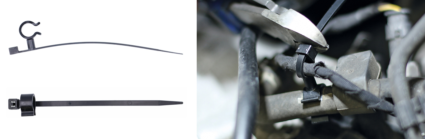 Useful cable ties feature a swivelling C-clip for secure mounting