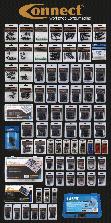 Connect Workshop Consumables fully customisable retail display stand example layout.