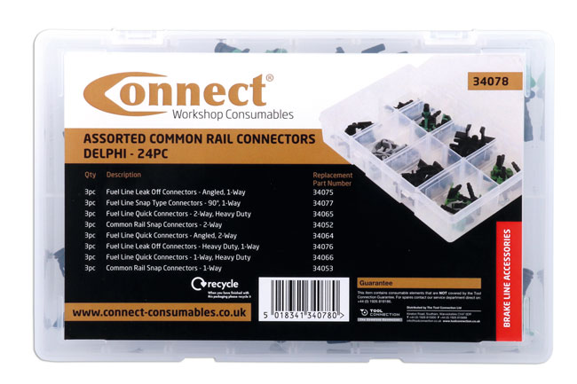 34078 - Delphi Common Rail Connectors for use on vehicles fitted with Delphi injectors.