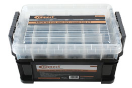 Fuel pipe repair kit, containing replacement sections of fuel line and connectors