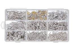 Assorted box of replacement Non-insulated terminals suitable for Ford sensor connectors.