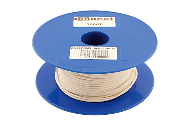 Laser Tools 30007 White Single Core Auto Cable 14/0.30 50m