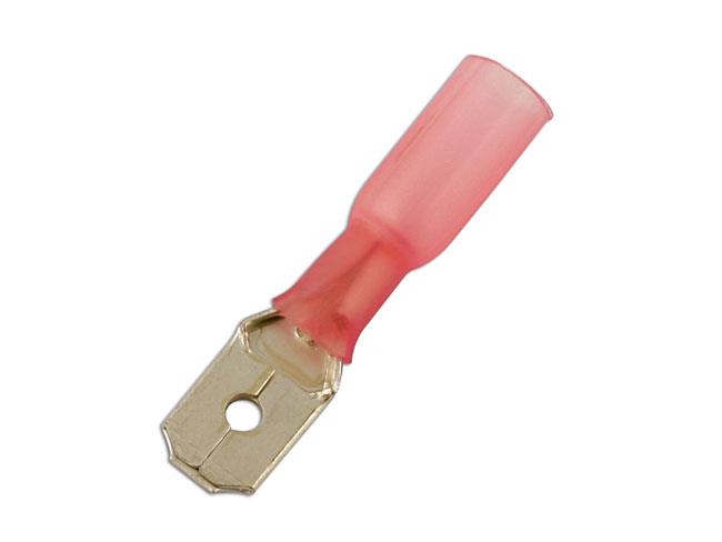 30166 Red Heat Shrink Male Push-on Terminal 6.3mm 25pc