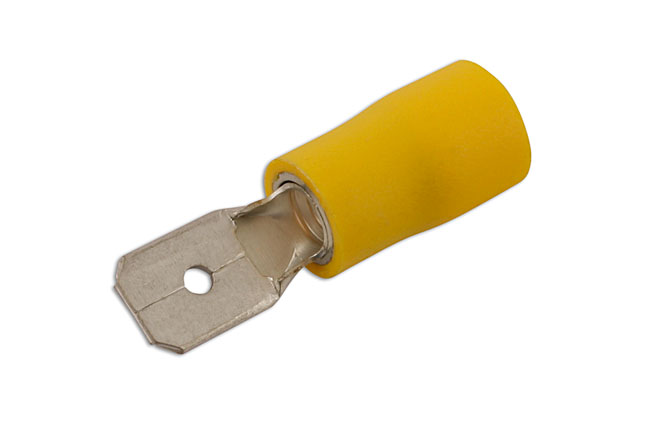 Laser Tools 30214 Yellow Male Blade Terminal 6.3mm 100pc