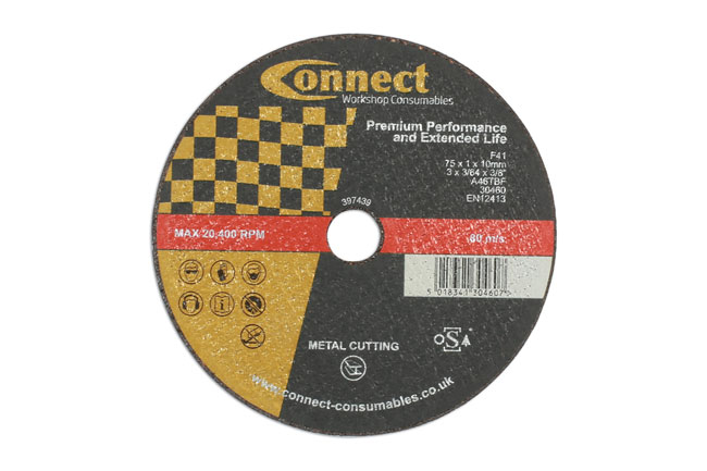 Laser Tools 30460 Extra Thin Cutting Discs 75mm x 1.0mm 10pc