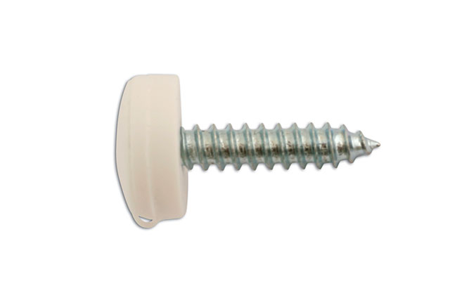 30633 Number Plate Security Screws 6 x 20mm White Cap 100pc