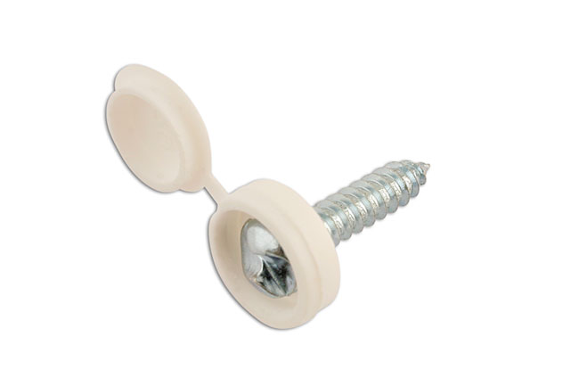 Laser Tools 30633 Number Plate Security Screws 6 x 20mm White Cap 100pc