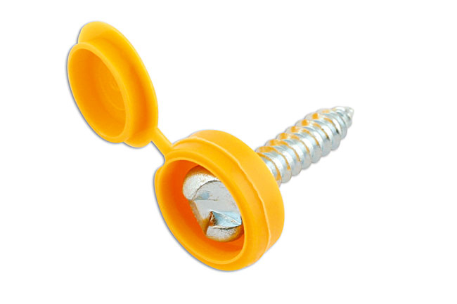 Laser Tools 30634 Number Plate Security Screws 6 x 20mm Yellow Cap 100pc
