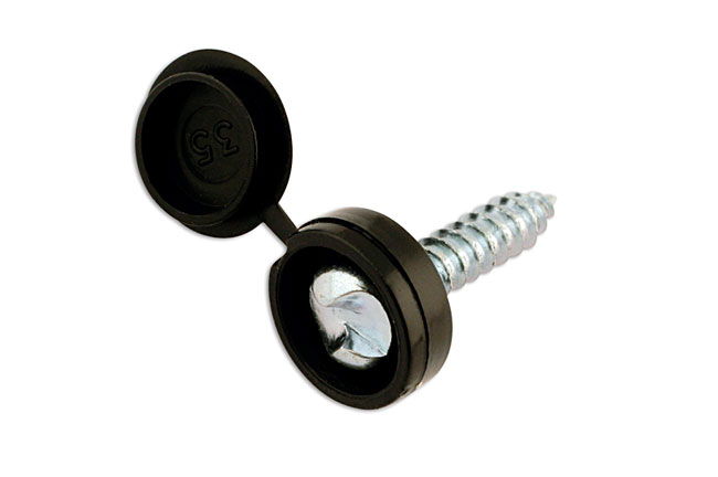 Laser Tools 30635 Number Plate Security Screws 6 x 20mm Black Cap 100pc