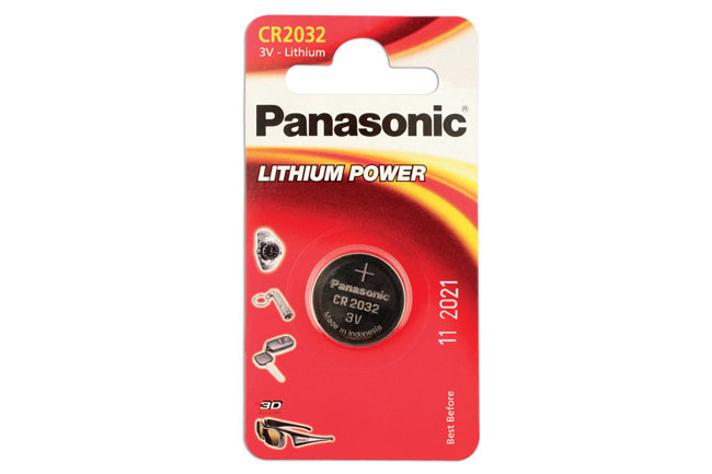 30663 Panasonic Coin Cell Battery CR2032 3V (Box of 12) 1pc