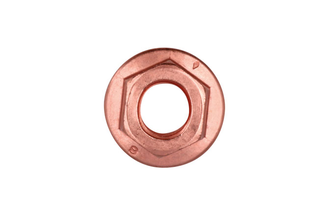 30740 Copper Flashed Nut Flanged & Self Locking M10 x 1.5 x 15mm Hex 5pc