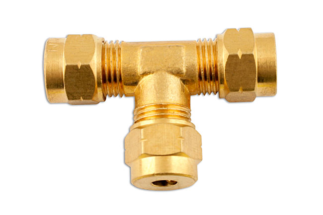 Laser Tools 31120 Brass Coupling Tee Piece 4mm 5pc