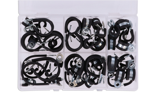 31435 Assorted Rubber Lined P Clips 60pc