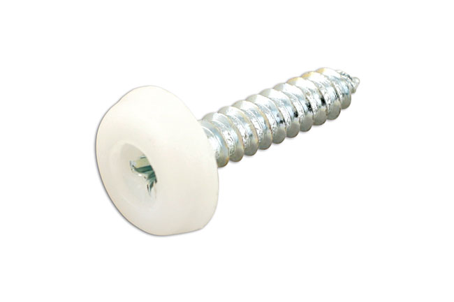 Laser Tools 31546 Number Plate Screw 10 x 1" White Polytop 100pc