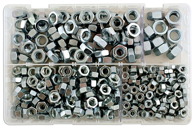 31860 Assorted MM Plain Steel Nuts Box 370pc