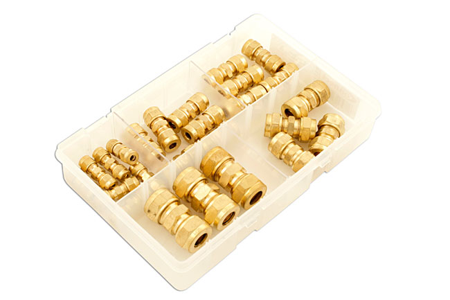 Laser Tools 31880 Assorted Imperial Brass Tube Couplings 25pc