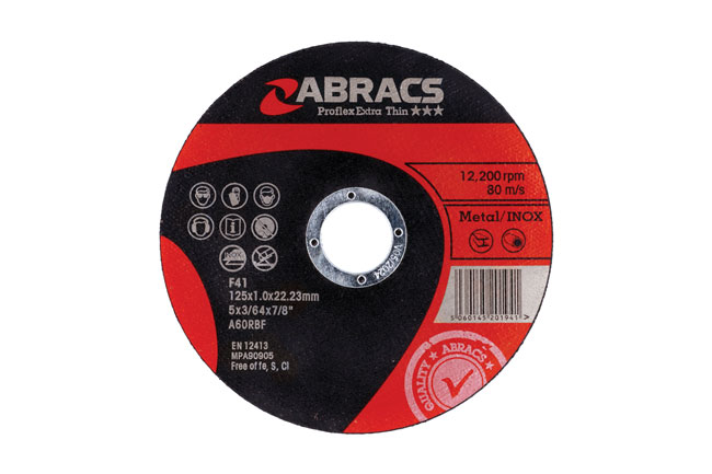 32054 Abracs Extra Thin Flat Cutting Discs 125mm x 1.0mm 10pc