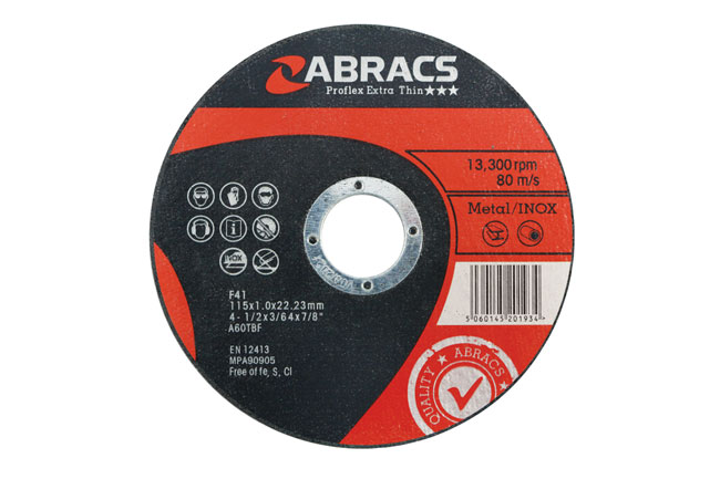 32067 Abracs Extra Thin Flat Cutting Discs 115mm x 1.0mm 5pc