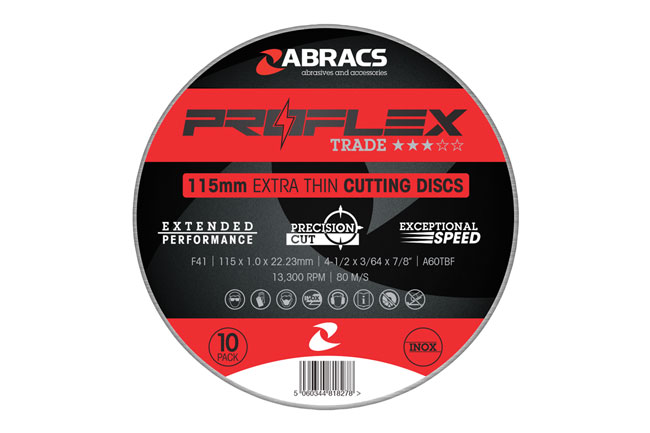 32068 Abracs Extra Thin Flat Cutting Discs 115mm x 1.0mm 10pc