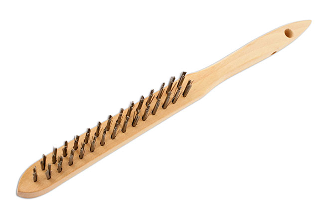 Laser Tools 32127 2 Row Wooden Handle Wire Scratch Brush 4pc