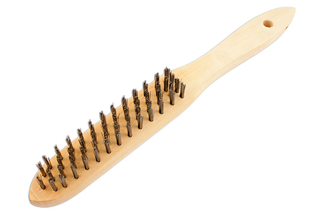 Laser Tools 32128 4 Row Wooden Handle Wire Scratch Brush 4pc