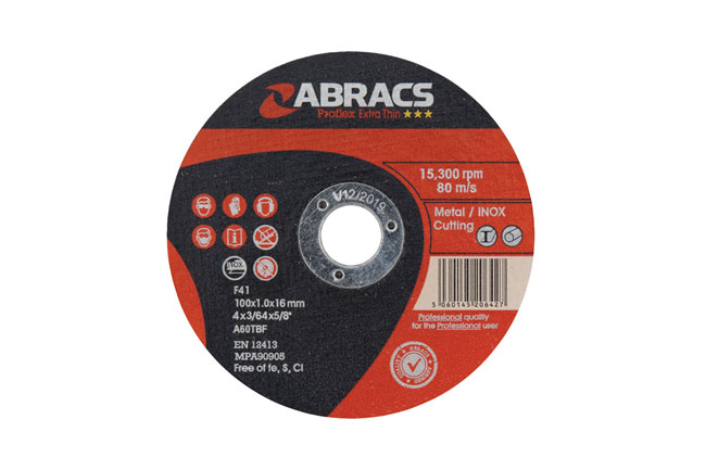 32144 Abracs Extra Thin Flat Cutting Discs 100mm x 1.0mm 10pc