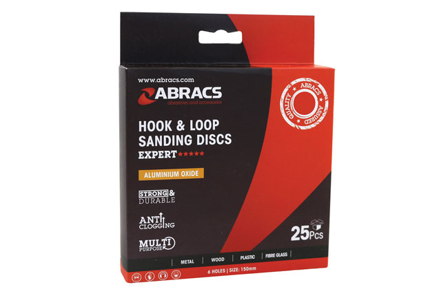 32226 Abracs Hook & Loop Sanding Discs 150mm x P100 25pc