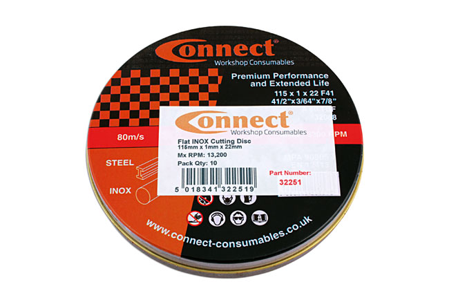 Laser Tools 32251 Extra Thin Cutting Discs 115mm x 1.0mm 10pc