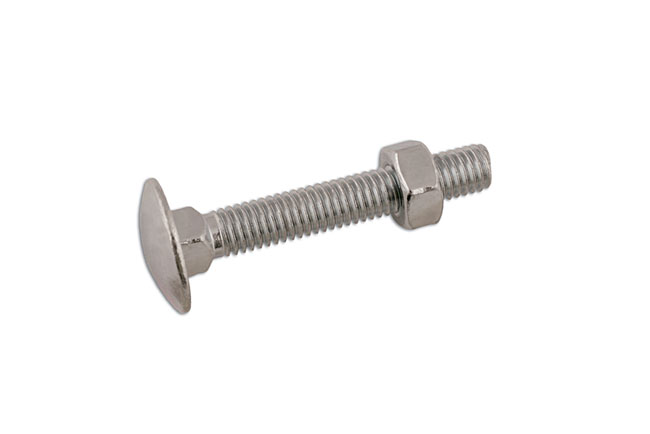 Laser Tools 33141 Coach bolts & Nuts M6 x 75mm 100pc