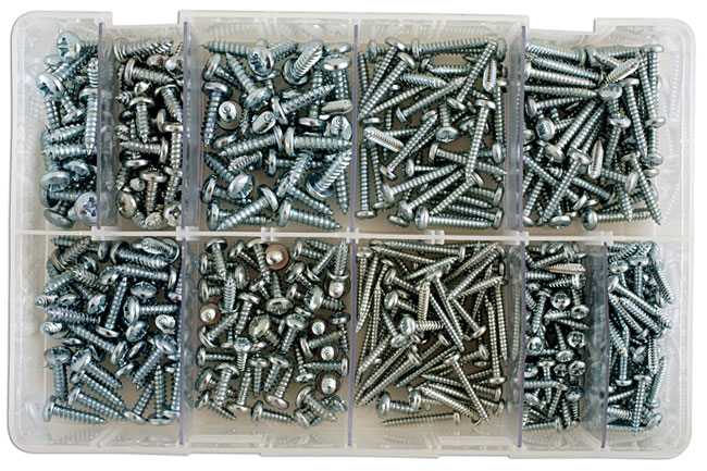 35001 Assorted Self Tapping Pan Pozi Screws 8-12 Box 330pc