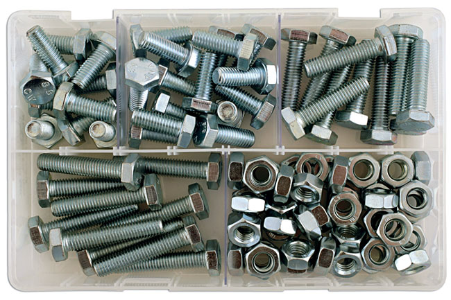 35012 Assorted M10 Bolts & Nuts Box 88pc